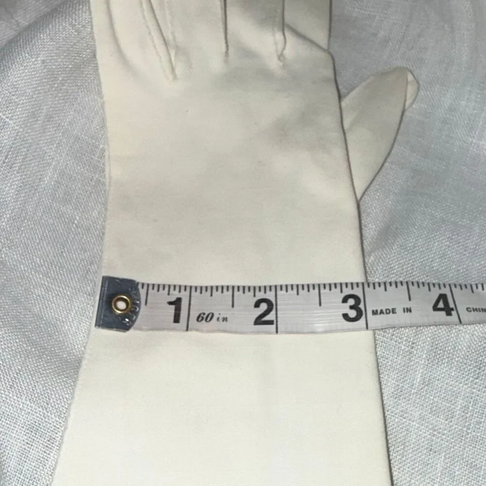 1950s French Doeskin Kid Leather Opera Gloves 13.5” Ivory Old Hollywood Collecto
